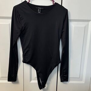 Forever 21 Black Long Sleeve Scoop Neck Bodysuit